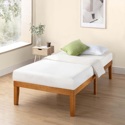 Cadre de lit plateforme en bois massif classique de 16 pouces, disponible en plusieurs finitions.