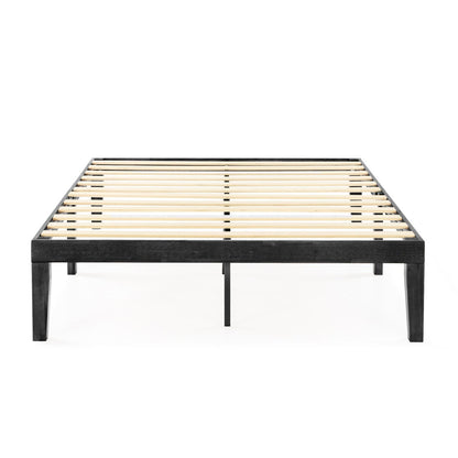 Cadre de lit plateforme en bois massif classique de 16 pouces, disponible en plusieurs finitions.