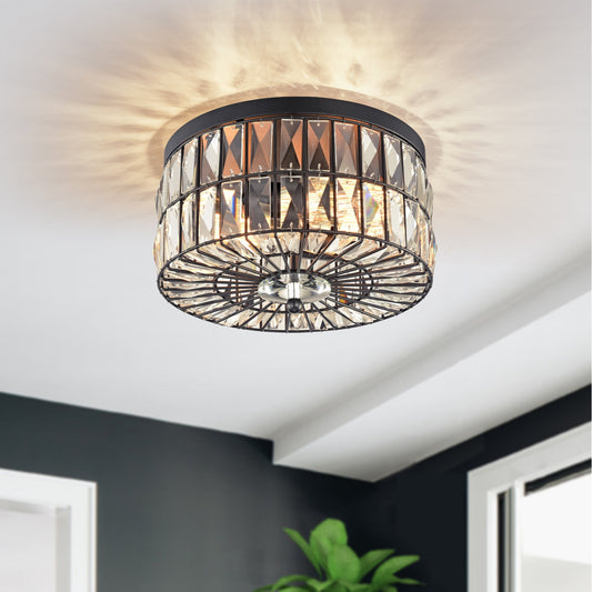C Cattleya Lustre de plafond encastré à 2 lumières incandescentes avec cristaux