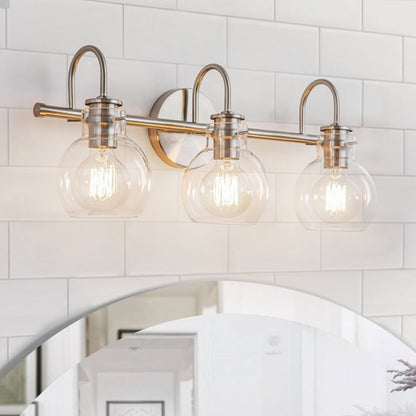 Applique murale pour salle de bain à 2/3 lumières avec abat-jour en verre