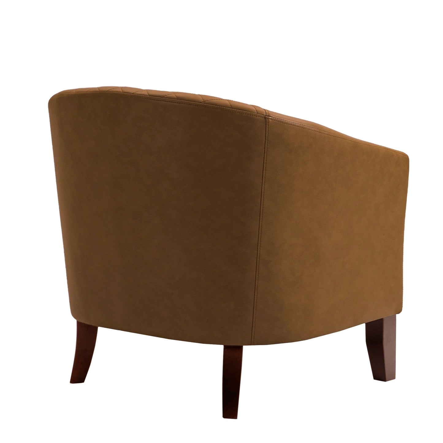 2 chaises d'appoint en cuir végétalien en forme de tonneau, 73,6 cm de large, avec garniture à clous.