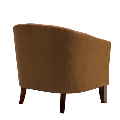 2 chaises d'appoint en cuir végétalien en forme de tonneau, 73,6 cm de large, avec garniture à clous.