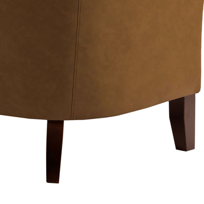 2 chaises d'appoint en cuir végétalien en forme de tonneau, 73,6 cm de large, avec garniture à clous.