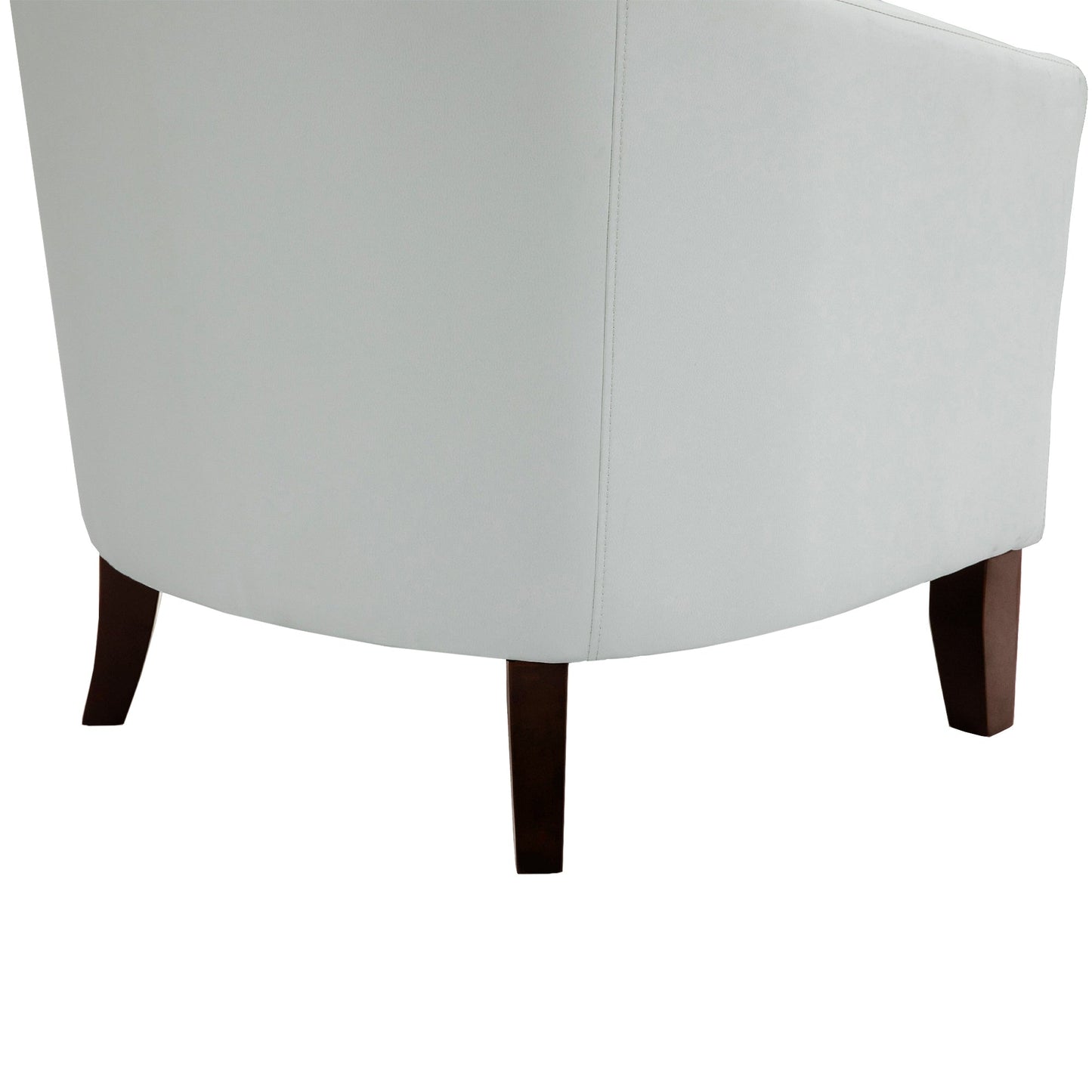 2 chaises d'appoint en cuir végétalien en forme de tonneau, 73,6 cm de large, avec garniture à clous.