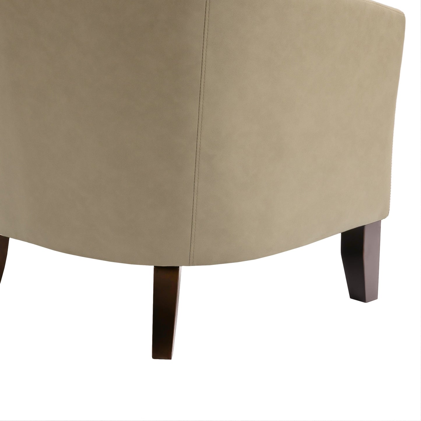 2 chaises d'appoint en cuir végétalien en forme de tonneau, 73,6 cm de large, avec garniture à clous.