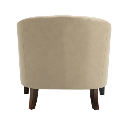 2 chaises d'appoint en cuir végétalien en forme de tonneau, 73,6 cm de large, avec garniture à clous.