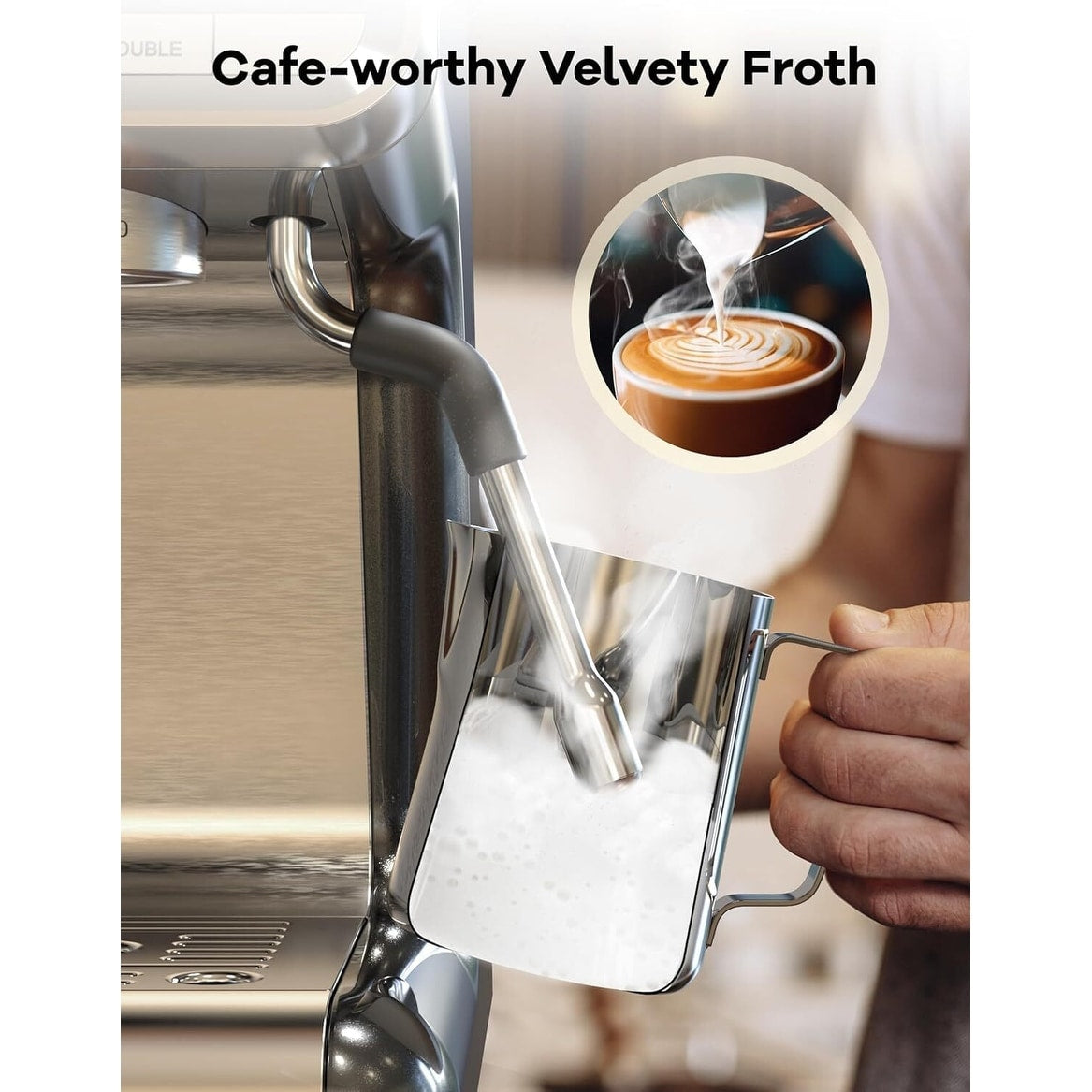 Machine à expresso semi-automatique 20 bars avec broyeur et fouet à lait.