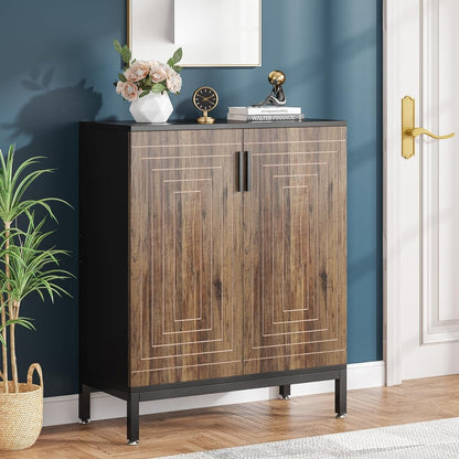 Meuble à chaussures pour 20 paires, meuble de rangement moderne de 95 cm avec portes, blanc et or.