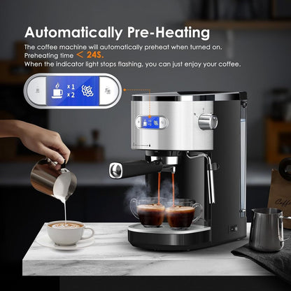 Machine à expresso 20 bars avec buse vapeur pour faire mousser le lait, machine à cappuccino et latte pour la maison, cadeau pour les amateurs de café