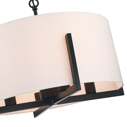 Suspension lumineuse à 4 lumières, 56 cm (22 po), noir mat, avec abat-jour blanc en forme de tambour - 22 W