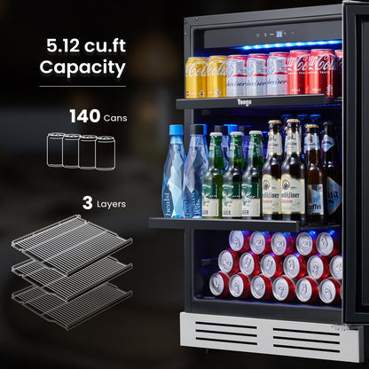 Réfrigérateur à boissons de 24 pouces, capacité de 140 canettes, pour sodas, vins et autres boissons - 24 pouces