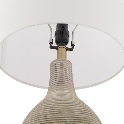 Lampe de table de style farmhouse 24,5 pouces, couleur beige lavé/doré, avec abat-jour en lin blanc (lot de 2) - 24,5 H