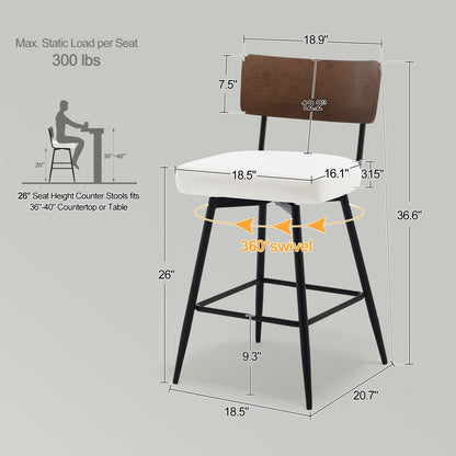 Tabourets de bar/compteur pivotants à revêtement en simili cuir - Lot de 2/3/4