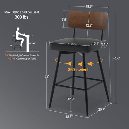 Tabourets de bar/compteur pivotants à revêtement en simili cuir - Lot de 2/3/4