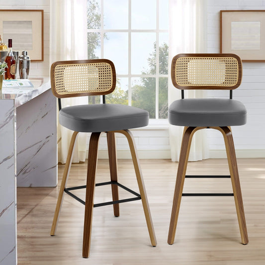 26/29 Tabourets de bar/tabourets de comptoir pivotants avec pieds en bois courbé