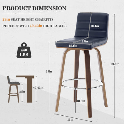 Tabourets de bar/comptoir pivotants en simili cuir 26/29, lot de 2/3