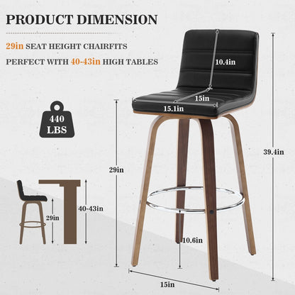 Tabourets de bar/comptoir pivotants en simili cuir 26/29, lot de 2/3