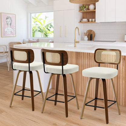 26/29 Tabourets de bar/tabourets de comptoir pivotants avec pieds en bois courbé