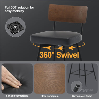 Tabourets de bar/compteur pivotants à revêtement en simili cuir - Lot de 2/3/4