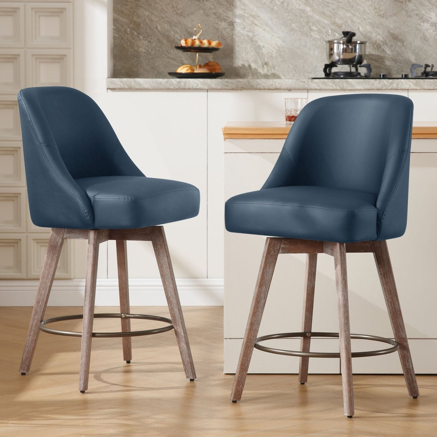 Tabouret de bar pivotant à hauteur de comptoir, 26 pouces, tabourets de comptoir rembourrés - 39,37 (H) x 22,44 (P) x 21,65 (L)