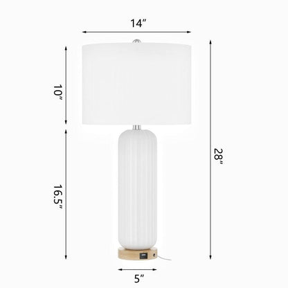 Ensemble de 2 lampes de table blanches en céramique USB (28 pouces)
