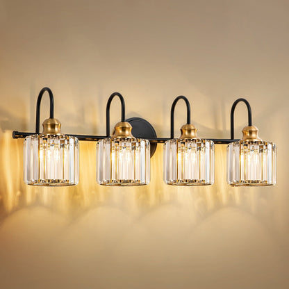 Éclairage de salle de bain moderne et élégant à 3/4 lumières, à intensité variable, avec cristaux, pour miroir.