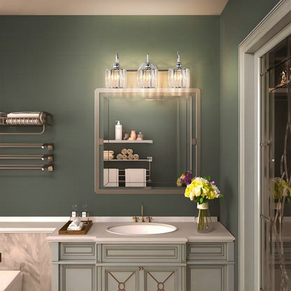 Éclairage de salle de bain moderne et élégant à 3/4 lumières, à intensité variable, avec cristaux, pour miroir.
