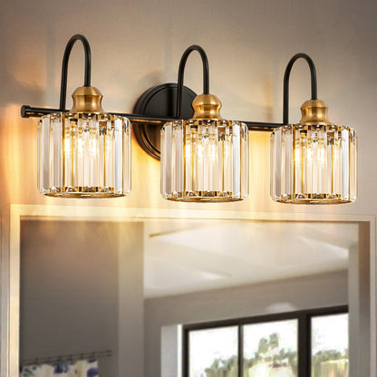 Éclairage de salle de bain moderne et élégant à 3/4 lumières, à intensité variable, avec cristaux, pour miroir.