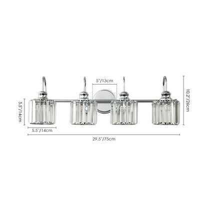 Éclairage de salle de bain moderne et élégant à 3/4 lumières, à intensité variable, avec cristaux, pour miroir.