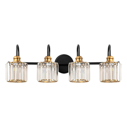 Éclairage de salle de bain moderne et élégant à 3/4 lumières, à intensité variable, avec cristaux, pour miroir.