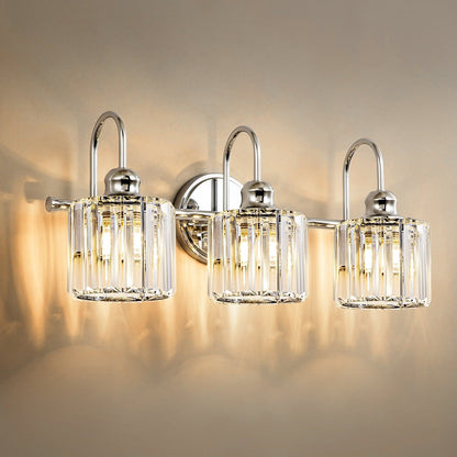 Éclairage de salle de bain moderne et élégant à 3/4 lumières, à intensité variable, avec cristaux, pour miroir.