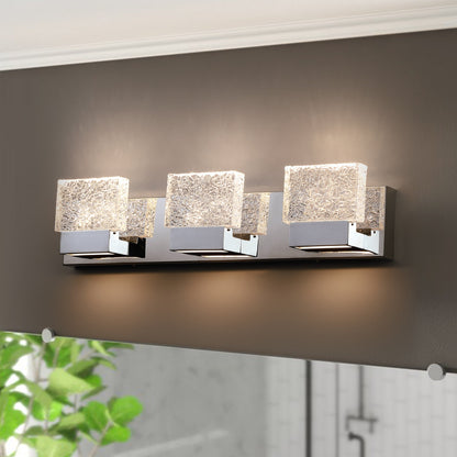 C Cattleya Luminaire de salle de bain à LED intégrée en acier inoxydable 3000K avec abat-jours en verre artistique - Chrome