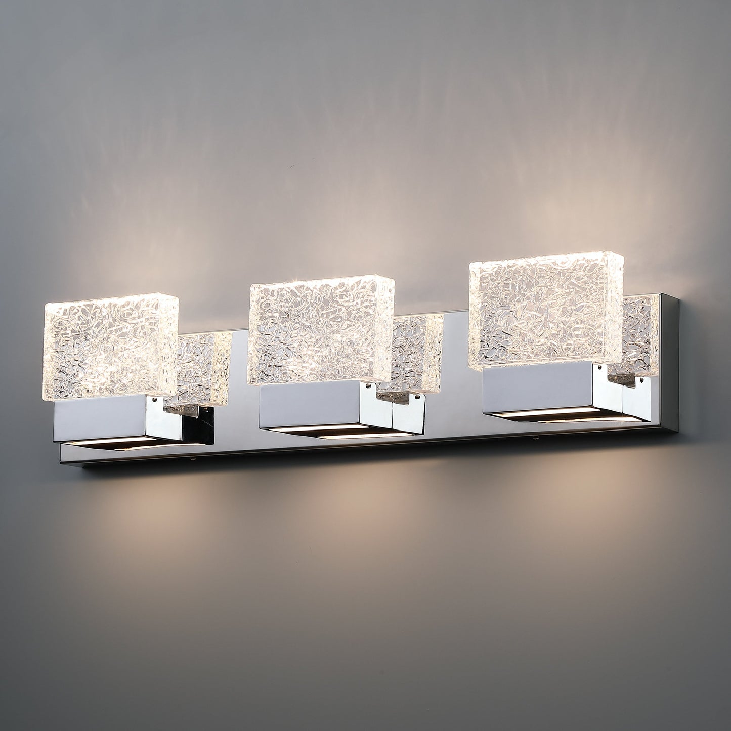 C Cattleya Luminaire de salle de bain à LED intégrée en acier inoxydable 3000K avec abat-jours en verre artistique - Chrome