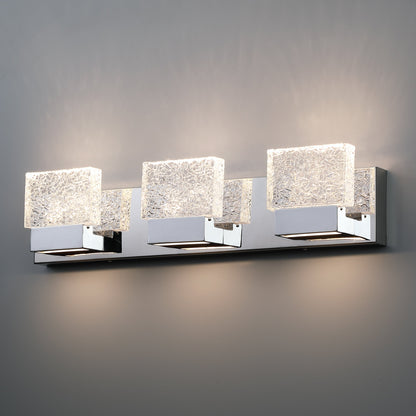 C Cattleya Luminaire de salle de bain à LED intégrée en acier inoxydable 3000K avec abat-jours en verre artistique - Chrome