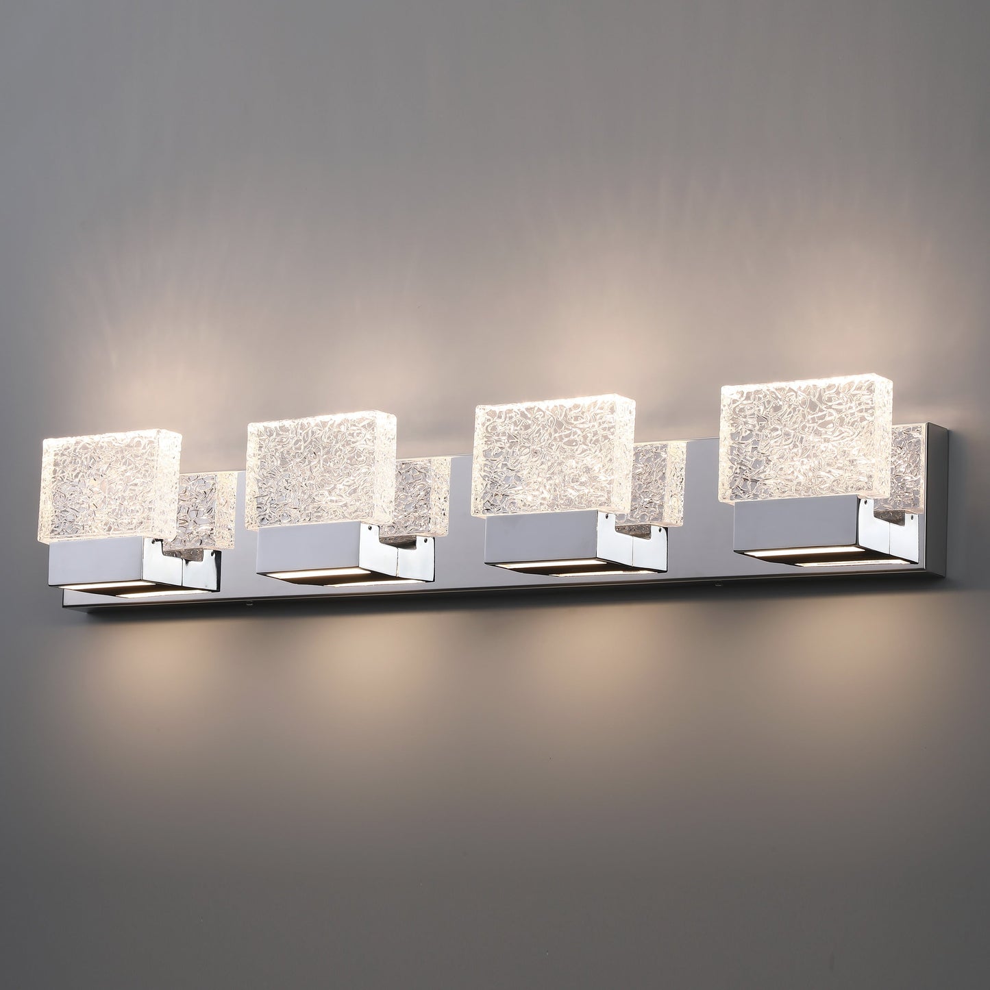 C Cattleya Luminaire de salle de bain à LED intégrée en acier inoxydable 3000K avec abat-jours en verre artistique - Chrome