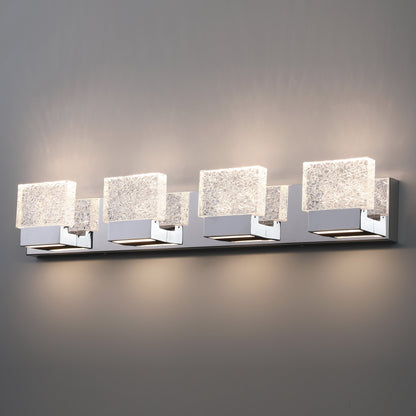 C Cattleya Luminaire de salle de bain à LED intégrée en acier inoxydable 3000K avec abat-jours en verre artistique - Chrome