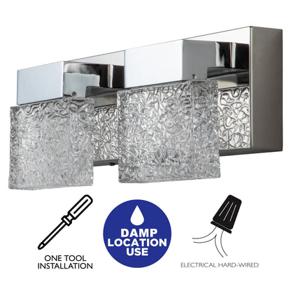 C Cattleya Luminaire de salle de bain à LED intégrée en acier inoxydable 3000K avec abat-jours en verre artistique - Chrome