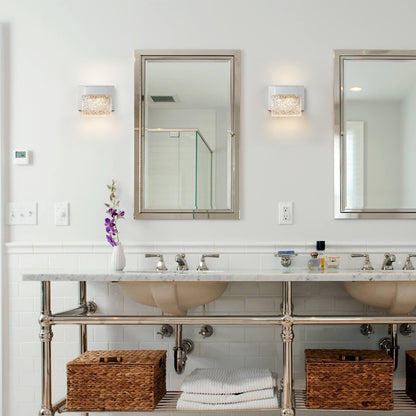 C Cattleya Luminaire de salle de bain à LED intégrée en acier inoxydable 3000K avec abat-jours en verre artistique - Chrome