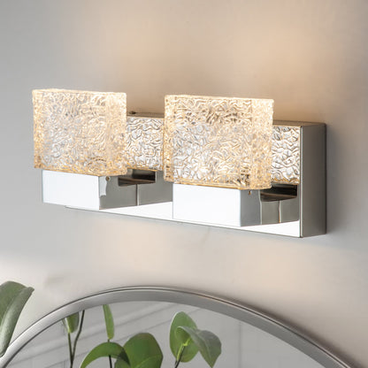 C Cattleya Luminaire de salle de bain à LED intégrée en acier inoxydable 3000K avec abat-jours en verre artistique - Chrome