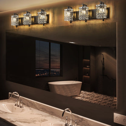 Applique murale moderne et glamour pour salle de bain, 3 lumières, cristal, pour miroir