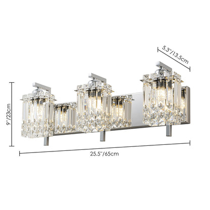 Applique murale moderne et glamour pour salle de bain, 3 lumières, cristal, pour miroir