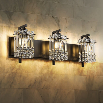 Applique murale moderne et glamour pour salle de bain, 3 lumières, cristal, pour miroir