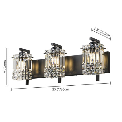 Applique murale moderne et glamour pour salle de bain, 3 lumières, cristal, pour miroir