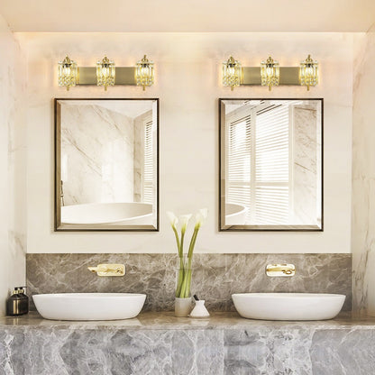 Applique murale moderne et glamour pour salle de bain, 3 lumières, cristal, pour miroir