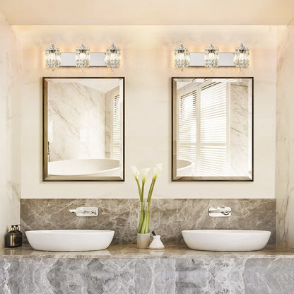 Applique murale moderne et glamour pour salle de bain, 3 lumières, cristal, pour miroir