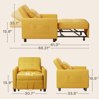 Canapé-lit convertible 3-en-1, canapé-lit escamotable, lit de salon pliable et transformable