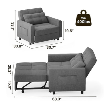 Canapé-lit convertible 3-en-1, canapé-lit escamotable, lit de salon pliable et transformable