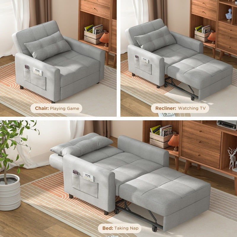 Canapé-lit convertible 3-en-1, canapé-lit escamotable, lit de salon pliable et transformable