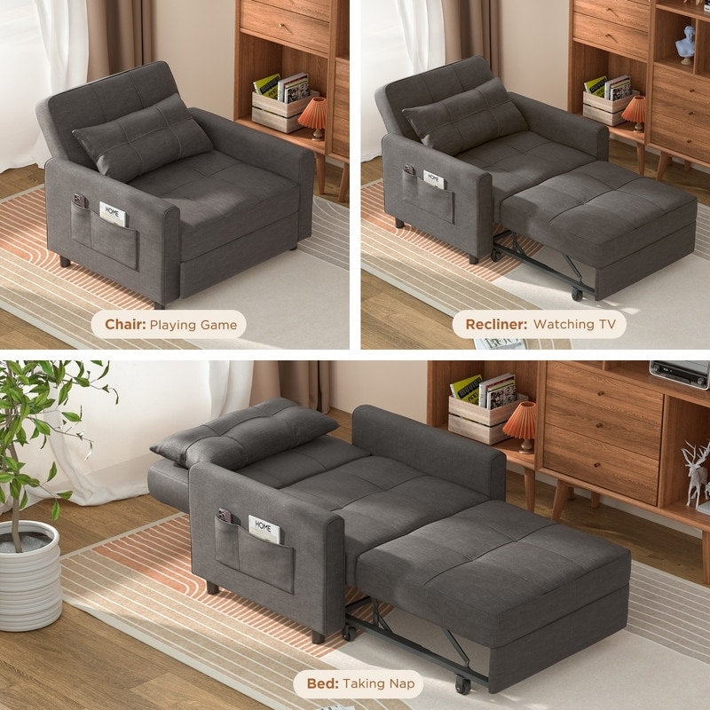 Canapé-lit convertible 3-en-1, canapé-lit escamotable, lit de salon pliable et transformable