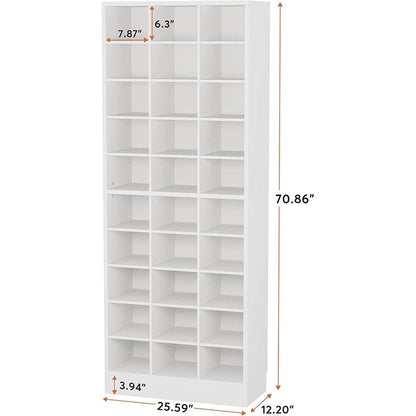 Meuble à chaussures haut pour 30 paires, étagère à chaussures en bois blanc à 10 niveaux pour placard, entrée - 10 niveaux
